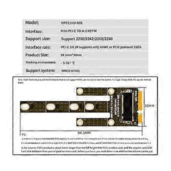 PCIE til NVME Adapter Konverter Risers Board PCIE til M.2 M Key Udvidelseskort
