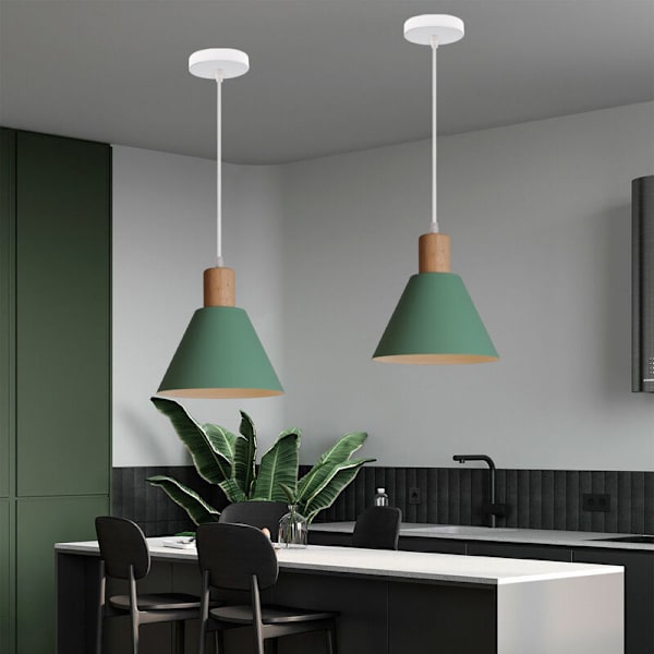 Moderne nordiske pendel taklampe hengende lysarmatur innendørs lysekrone 2 stk grønn