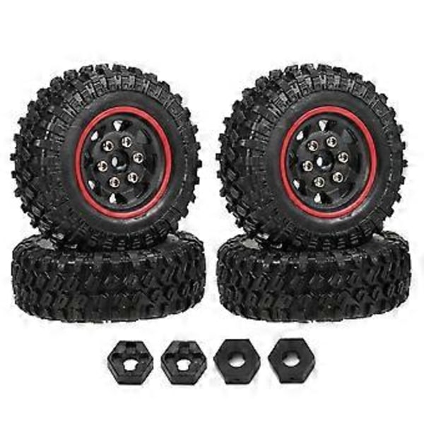 4 st Beadlock Mini Crawler Hjul och Däck Set för 1/24 RC Crawler Bil Axial SCX24 Jimny SG1801 Uppgraderingsdelar, A