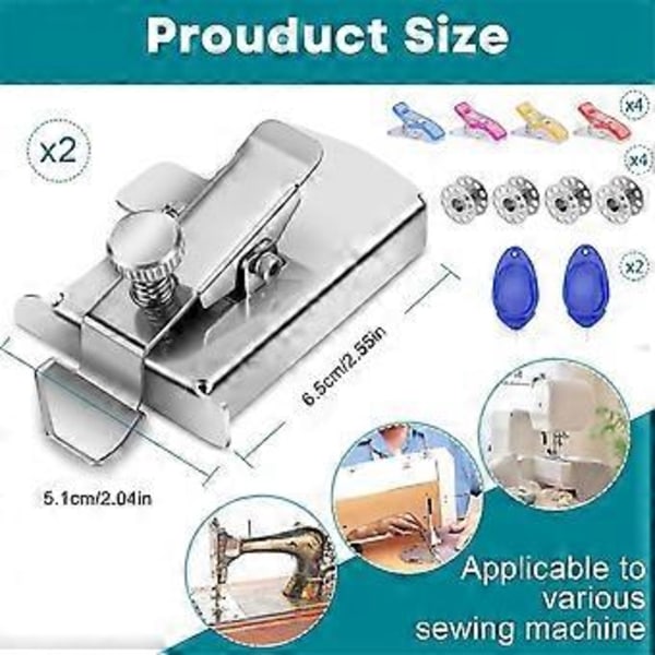 2-pack Multifunktionell Magnetisk Sömnadsguide Kit, Fållguide, Guide för Universell Symaskinsfot