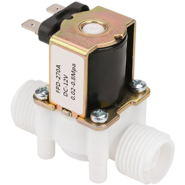 12V G1/2" NC Plastic Electric Water Solenoid Valve, Electric Inlet Solenoid Valve for Water Distribution