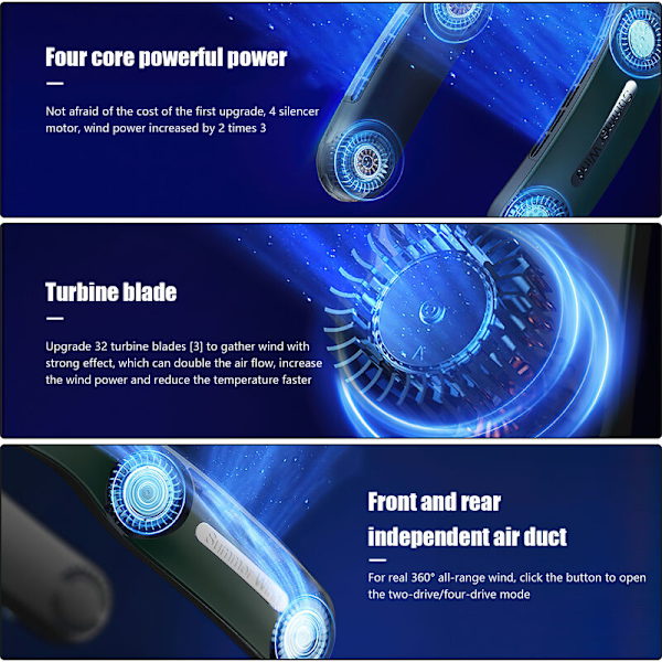 Kannettava lapaton kaulapuhallin 360° jäähdytys USB ladattava 4000mAh 3 nopeuden säätö ulko- ja sisätiloihin matkustamiseen Pinkki
