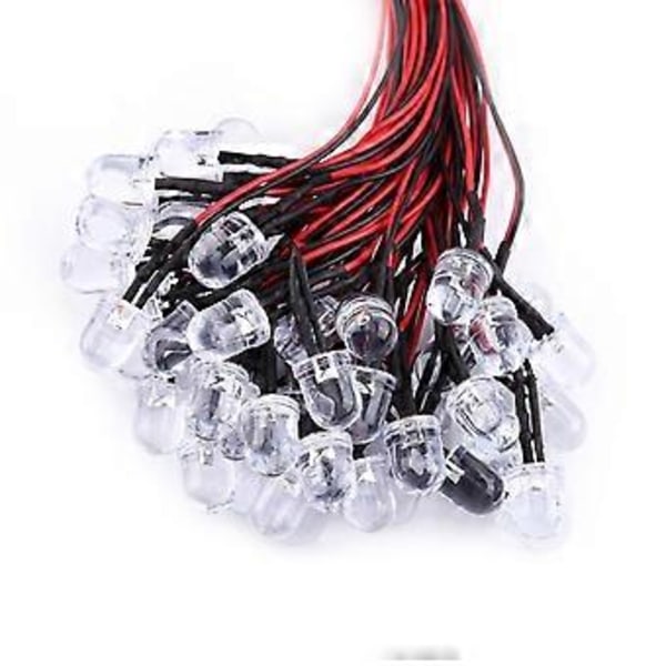 50st Förkopplade DC 9-12V 3 5 10mm Vattenklara LED-dioder Vit Röd Blå Grön Ljus
