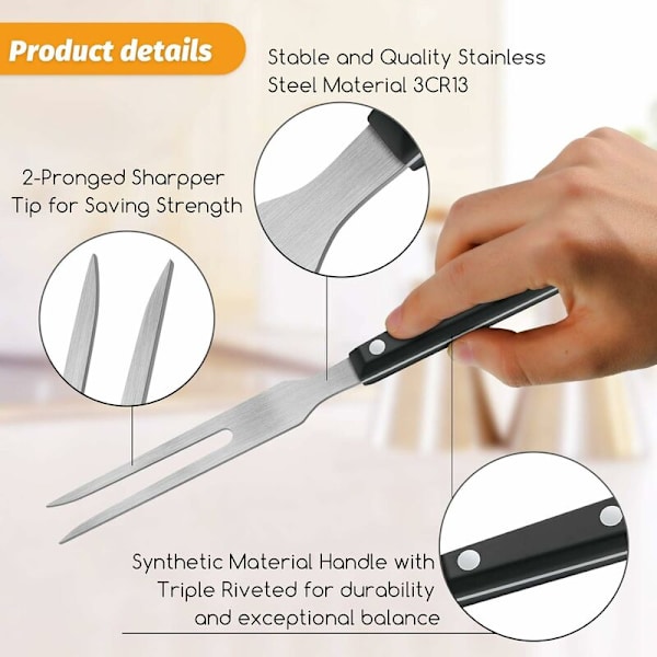 2 Carving Fork Pot Forks Rustfritt Stål Kjøttgaffel med Plasthåndtak 10,6 Tommer Grill Serveringsgaffel Grillgaffel med Svart Håndtak-Fei Yu