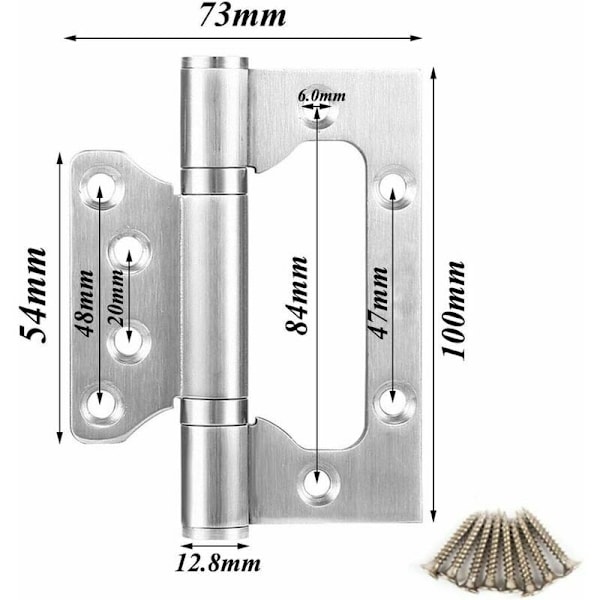 Dørhengsler 6 stykker 304 rustfritt stål hengsler sammenleggbar dørhengsel 4 tommers kulelagerhengsel med 16cps skruer hengsel for hjemmemøbler
