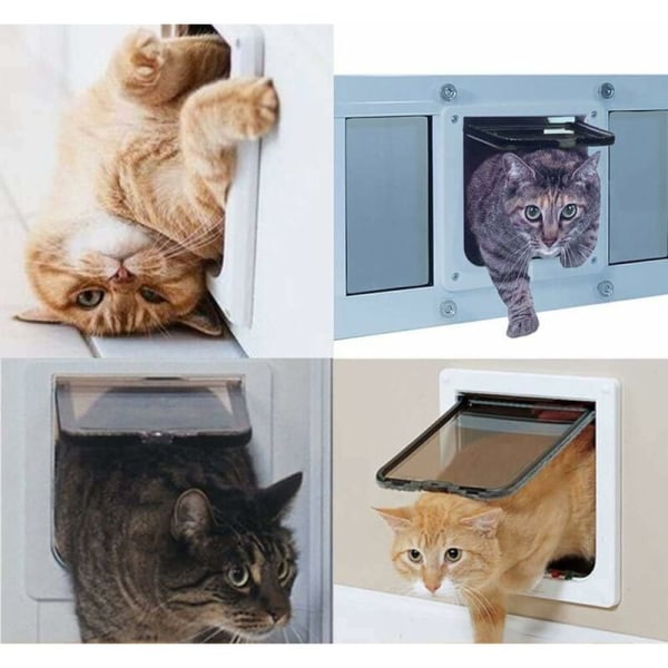 Kattluke for katter, hundar eller små dyr, kontrollerbar låsbar enkel å installere (Xl, hvit)