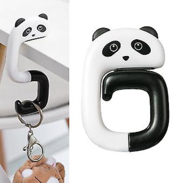 Skrivbordsmonterad väskhållare Krok Söt Panda Design Vikbar Stark Lastbärande Kapacitet Under Skrivbordet Hörlurskrok Bord Ryggsäckshållare