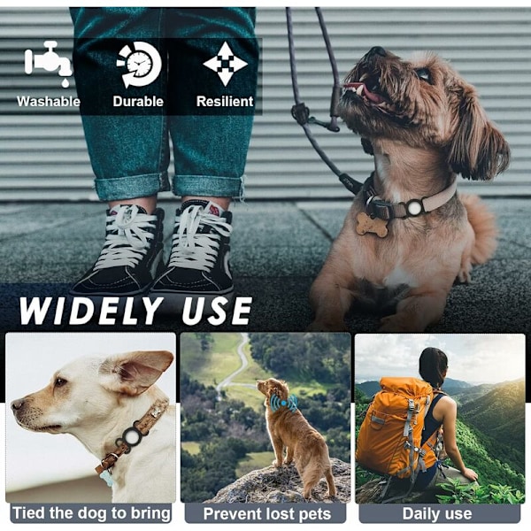 Airtag silikone hundehalsbånd til GPS-sporing, beskyttende cover kompatibel med Apple Airtag sikkerhed og anti-tab, halsbånd til hunde og katte (sort/B