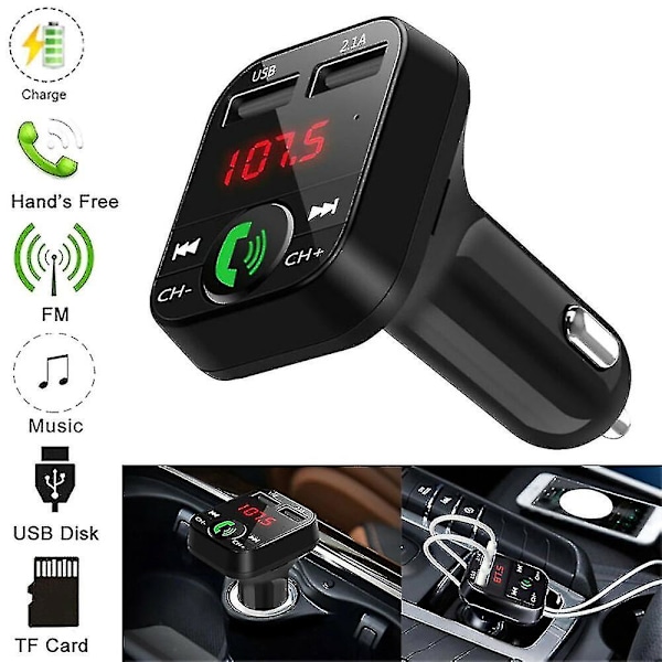 Trådløs Bluetooth Bil FM-sender Dual USB-lader Lader Aux-adapter Handsfree