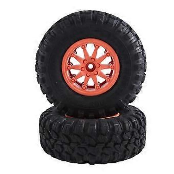 4 kpl 118x44mm 2.2 tuuman kumirenkaat ja muovinen Beadlock-vanne 1:10 RC Rock Crawler Axial SCX10 RR10 RC -autoon, oranssi