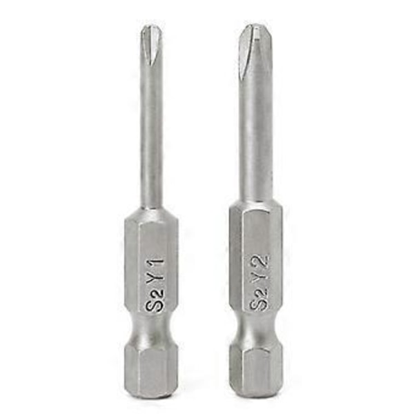2 stk. 50 mm Magnetisk 1/4'' Hex Shank Tri-wing Y-spiss for Skrutrekkerbitssett