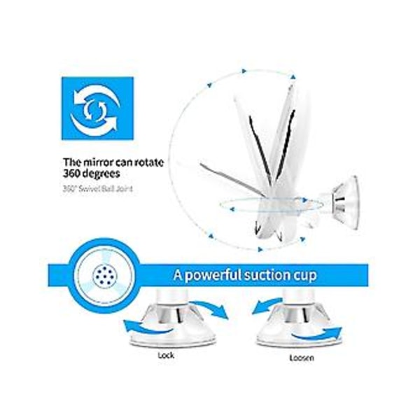 LED 10x Forstørrelses Make Up Spejl M/ Sugekop 360° Roterende Justerbar /Rejse/Batteri