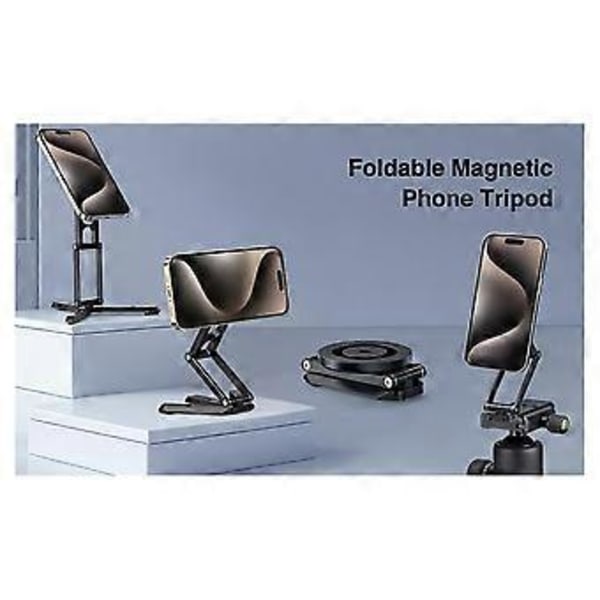 Vikbart Magnetiskt Tripod Telefonstativ Smartphone Skrivbordshållare för 15 14 13 12 Magnetstativ