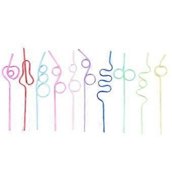 Galna Loop Sugrör, (50-pack) Galna Tokiga Färgglada Återanvändbara Dricksugrör och PFOA-fria