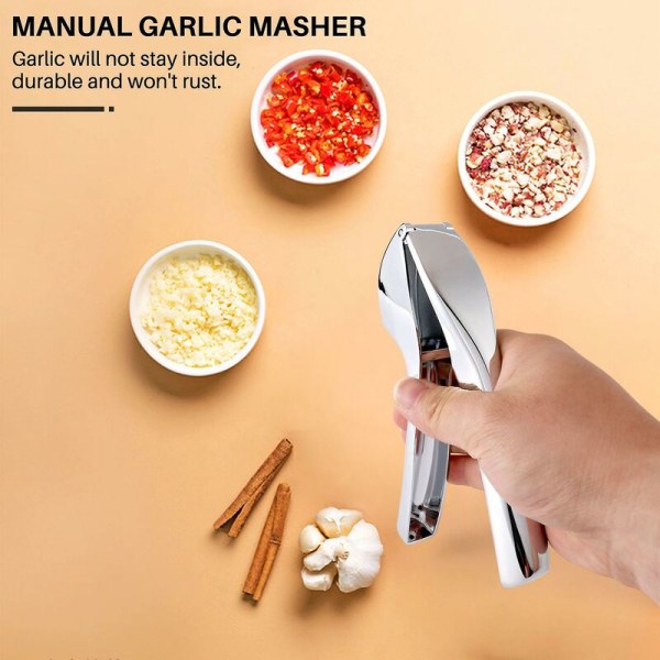 Garlic Press Ginger Meat Grinder Squeezer Chopper Handle Labor Saving Cook Dishwasher Safe Easy to Clean