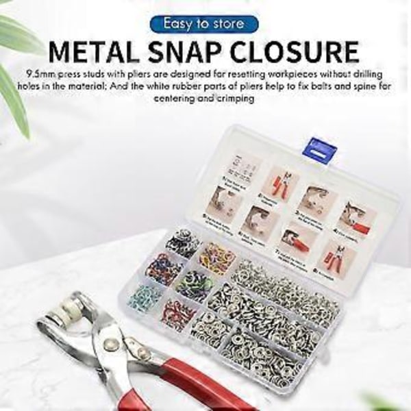 200 Sæt Trykknapper Romper Snaps Håndværkstang Værktøj Spidsspænde Metal Ring Knap Snaps Syning C