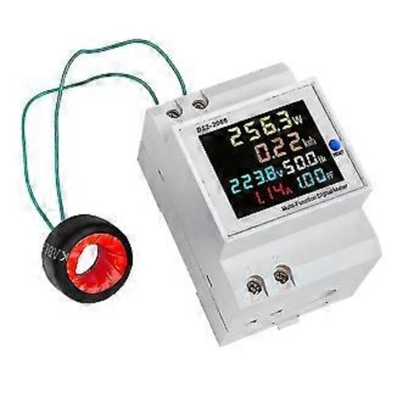 D52-2066 Din-skena Multifunktionsmätare Färgstark LCD-display Spänning Ström Aktiv Effekt Frekvens Elektrisk Energimätning Övervakningsenhet
