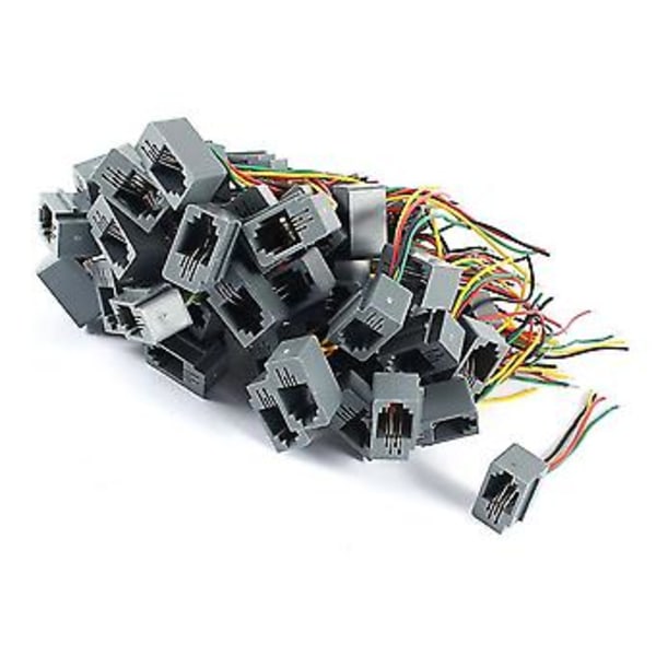 50 stk. 616e 4p4c Rj9 Hunn Telefonkontakt Adapter m/ 4 Ledninger 8cm