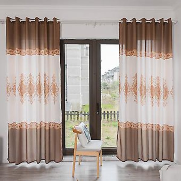 Mörkläggningsgardin i polyester, mörkläggningsdraperi för sovrum, vardagsrumsinredning (Brun)
