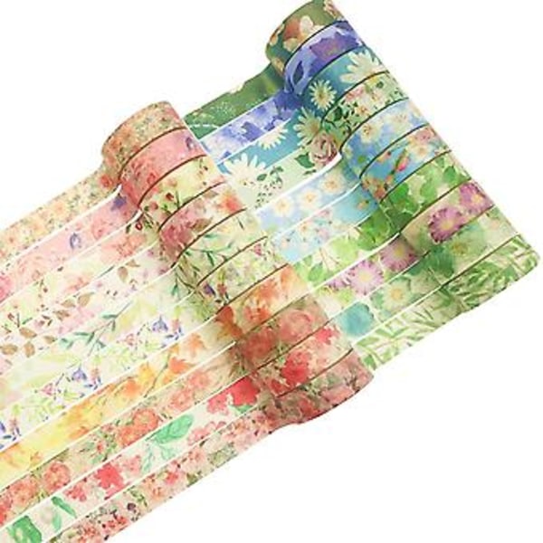 20 Rullaa Kukka Washi Teippi Set 15mm Teippi Askarteluun Koristeteippi (4-d-1)