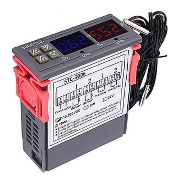 Digital Intelligent Termostat Justerbar Temperaturkontrollbrytare med Dubbla NTC(110-220V)