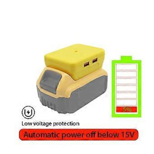 Akkuadapteri kahdella USB-pikalatausportilla XR 18V 20V litiumioniakulle DCB180