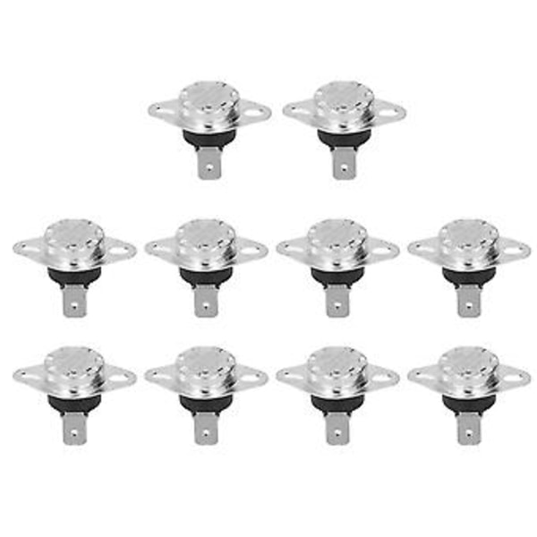 10 stk. Termostat Termisk Kontakt Manuel Håndnulstilling Bimetallisk Chip Temperaturkontrolkontakt 10A 250V 90℃