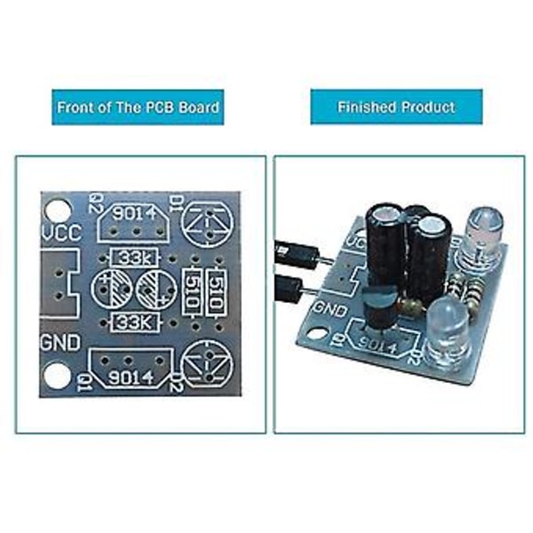 4-delars Set 5mm Led Blink Diy Kit Elektronisk Kit Pcb Krets Färdighetsinlärningskit