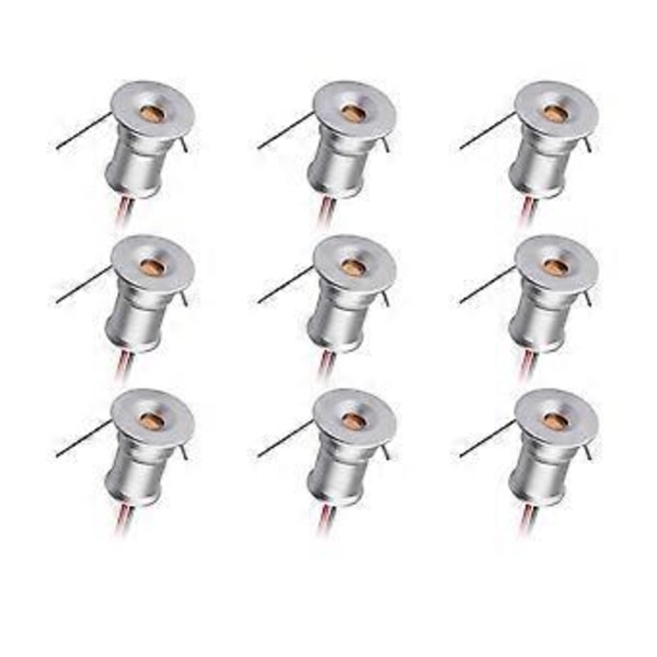 Mini Downlight DC12V 1W 3000K 9 Stk. Sølv, Anvendes til Indendørs Garderobebelysning, Skabsbelysning, Kunstværkslys