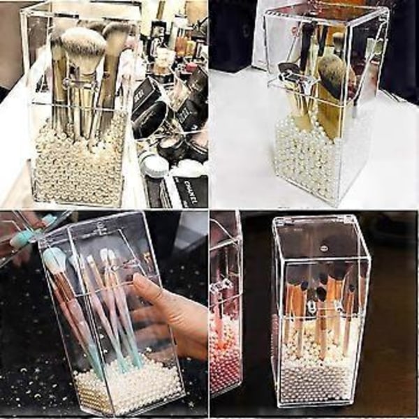 Støvsikkert Makeupbørste Opbevaringsboks Flip Transparent Akryl Makeupbørsteboks (santanxing)