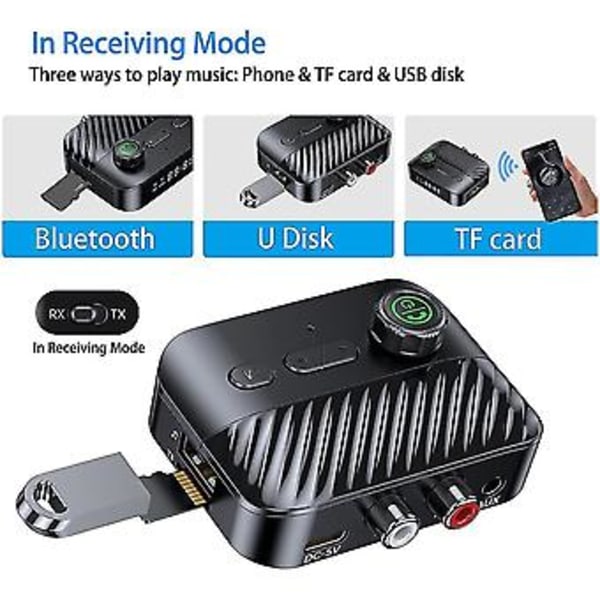 Hammas 5.3 Lähetin Vastaanotin Led-näyttö 3,5 mm Aux Langaton Hands Music O Adapteri TV:lle Autoon
