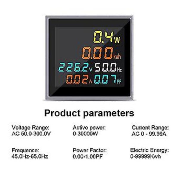 6 I 1 Ac250-450v Elektronisk Watt-time Måler Spænding Strøm Effekt