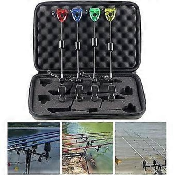 4st Fiskeswingers Set Fiske Bite Alarm Indikatorer LED Belyst Swinger Karpfiske Tillbehör