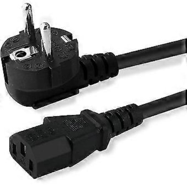Strømkabel, EU Standard 250V 10A, 1,2m, Netledning til AC Strømkabel Vinklet Stik til Printer, Mikrobølgeovn, Ovn, Etc. Hy