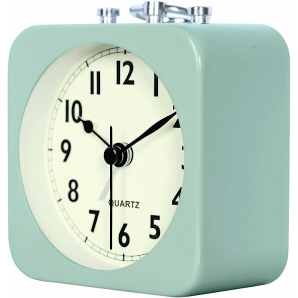 8,5 cm Analog Klocka Aqua Grön Kvadratisk Tyst Liten Metall Reseklockor För Barn Sovrum Sängbord Vardagsrum Kontor-Grön HIASDFLS