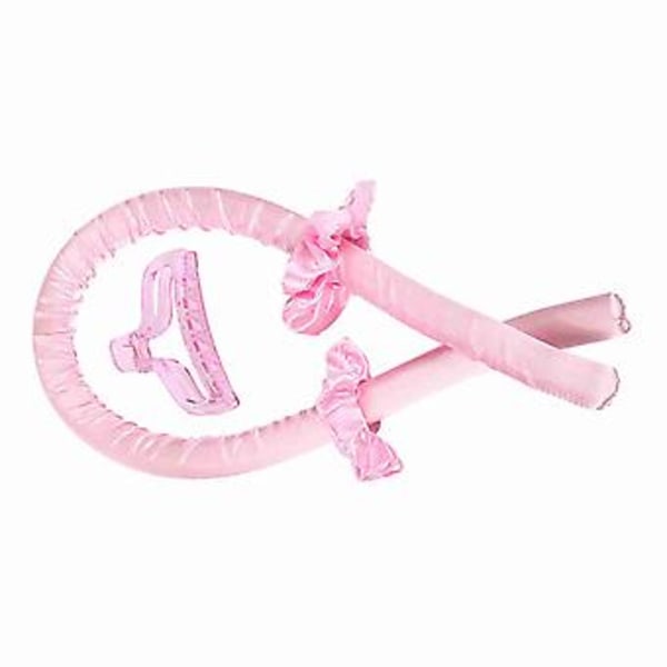 Krøllebånd Klips Sæt Varmefrit Gummi Fiksering Krølle Hår Styling Værktøj til Sovende Pink