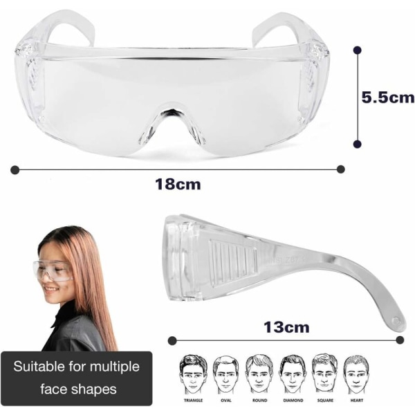 Sikkerhedsbriller Justerbar øjenbeskyttelse Anti-ridse Anti-dug Anti-Ultraviolet fuldsynsbriller til brillebrugere/værksted, Fei Yu