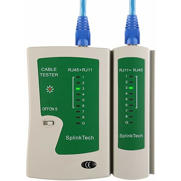 Kabeltester + RJ45-krimpverktøy for gjennomføring av CAT6 Cat5e Cat5-krimpverktøy for standard RJ45/RJ11, 50 CAT5 CAT5e-kontakter