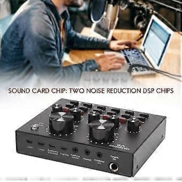 V8 Äänikortti Äänisetti Liitäntä Ulkoinen USB Live Mikrofoni Äänikortti Bluetooth-toiminto Tietokoneelle PC Matkapuhelimelle Lauluäänitykseen