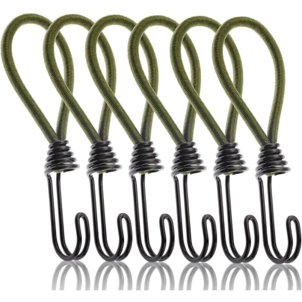 Bungee Bungee Bungee Tensioner with Hooks, Bungee Rope with Metal Hooks for Tying Tarps Outdoor, Motorcycle Load Lock 6 Pack