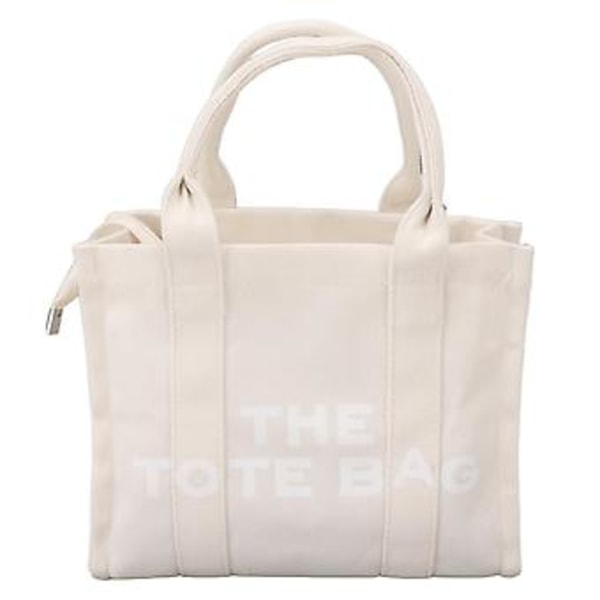 Canvas Tote Bag Vanntett Slitesterk Justerbar Stropp Casual Skulderveske Håndveske for Skole Kontor Reise Beige