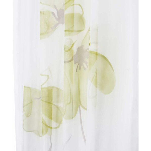 2 stk. gardinløbere med blomsterprint, gardin til stue, soveværelse, spænde, bredde 150 cm / højde 175 cm, grøn