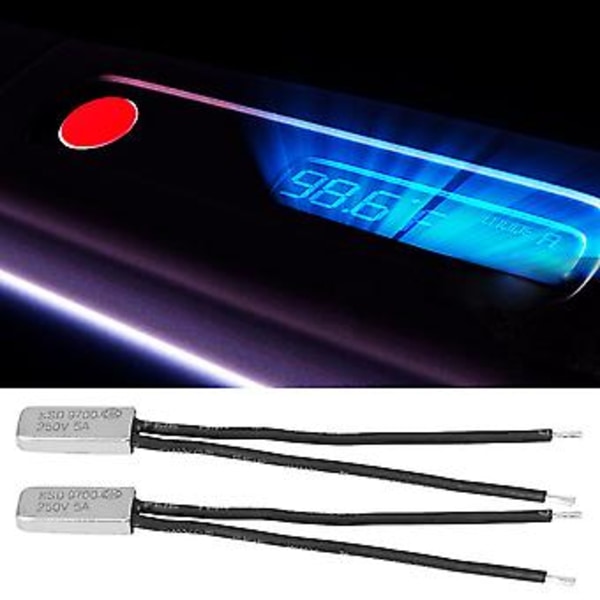 2 stk. KSD9700 Normalt Lukket Temperaturkontrolkontakt, Termostatisk Termisk Beskyttelse 80℃, Overophedningsbeskyttelse, Pålidelig Sikkerhedsanordning til Apparater