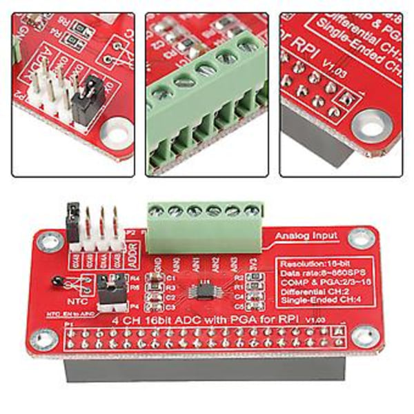 1 stk 16-bit ADC Analog til Digital Konverter Modul for Raspberry Pi 3/2/B+