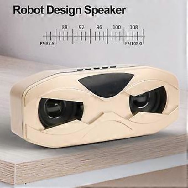Guld Robot Högtalare: Liten Design med LED-Ljus och Inbyggd Mikrofon