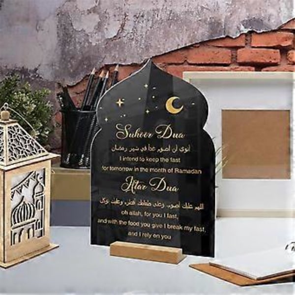3 KPL Ramadan Pöytäkoriste Eid Mubarak Akryyli Kuu Tähti Linna Pöytäkoriste Ramadan Islamilainen Juhla Kotikoriste, D