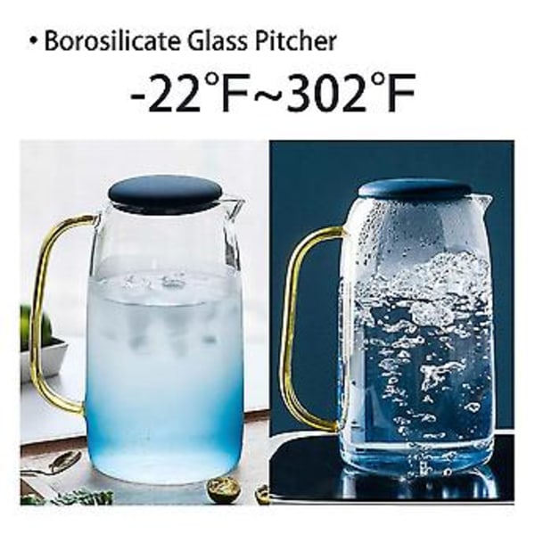 Glaskande med låg, limonadekande, tekande, borosilikatglas karaffel, til varmt og koldt vand