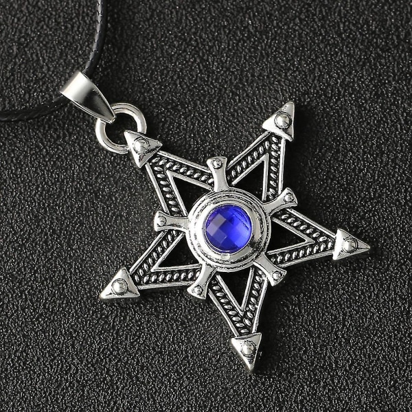 Black Rock Shooter Halsband Pentagram Pentagram Stjärnamulett Antik Silver Färg Hänge Kristall Vintage Anime Smycken Partihandel