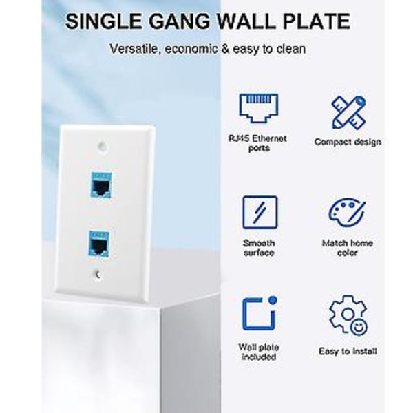 Ethernet Vægplade med Lavspændingsmonteringsbeslag, enkelt Gang 2 Port Cat6 Ethernet Kabel Væg O