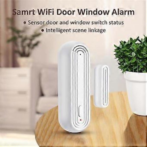 Smart WiFi Dörr- och Fönsterlarmsensor med Öppning/Stängningsdetektering, Fjärrstyrt Stöldskyddslarm